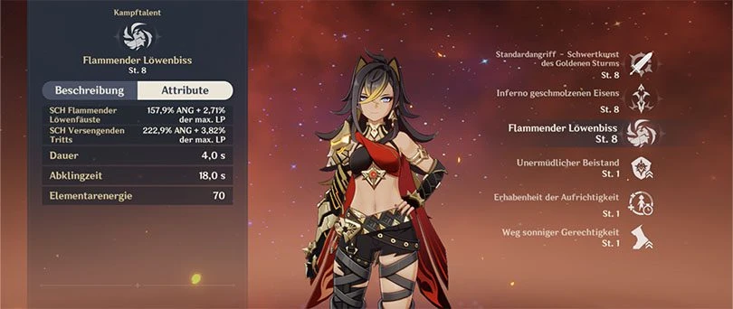 Statistiken zu de Dehyas Elementarer Entfesselung in Genshin Impact