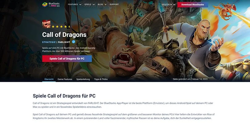 spiele Call of Dragons auf PC über Emulator BlueStacks
